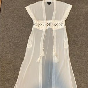 🟢 H&M White Kimono Coverup Duster Lace Bridal XS S